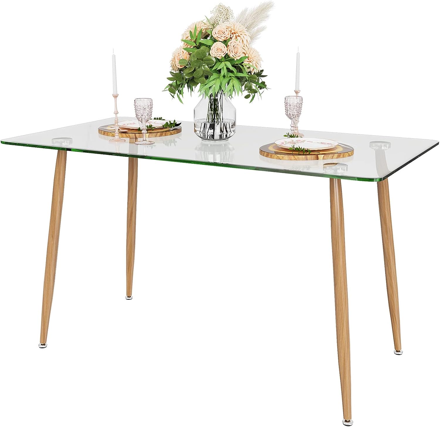 Glass Dining Table, Modern Rectangular Table - Tangkula